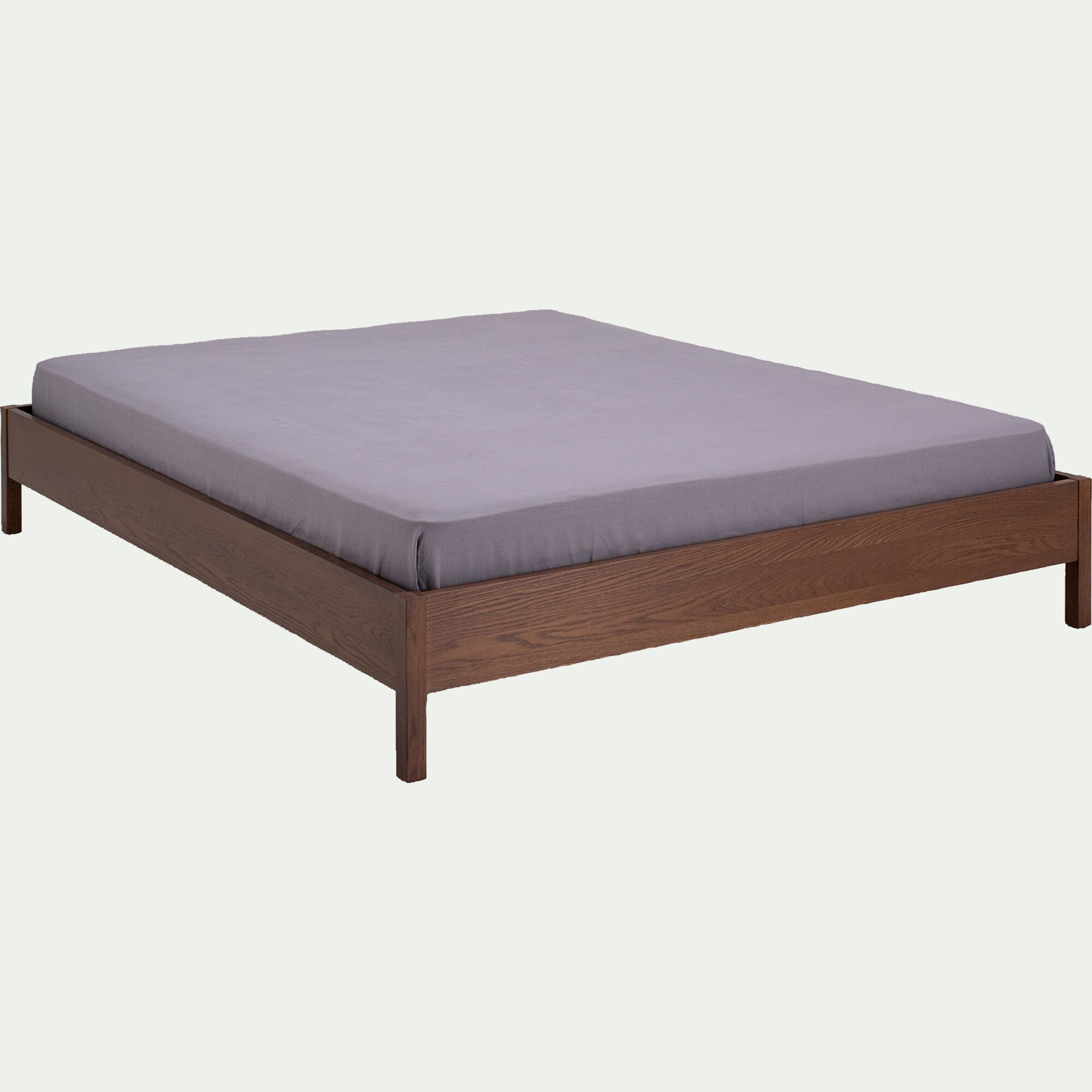 DAVI - Lit 2 places en bois 160x200cm - bois foncé