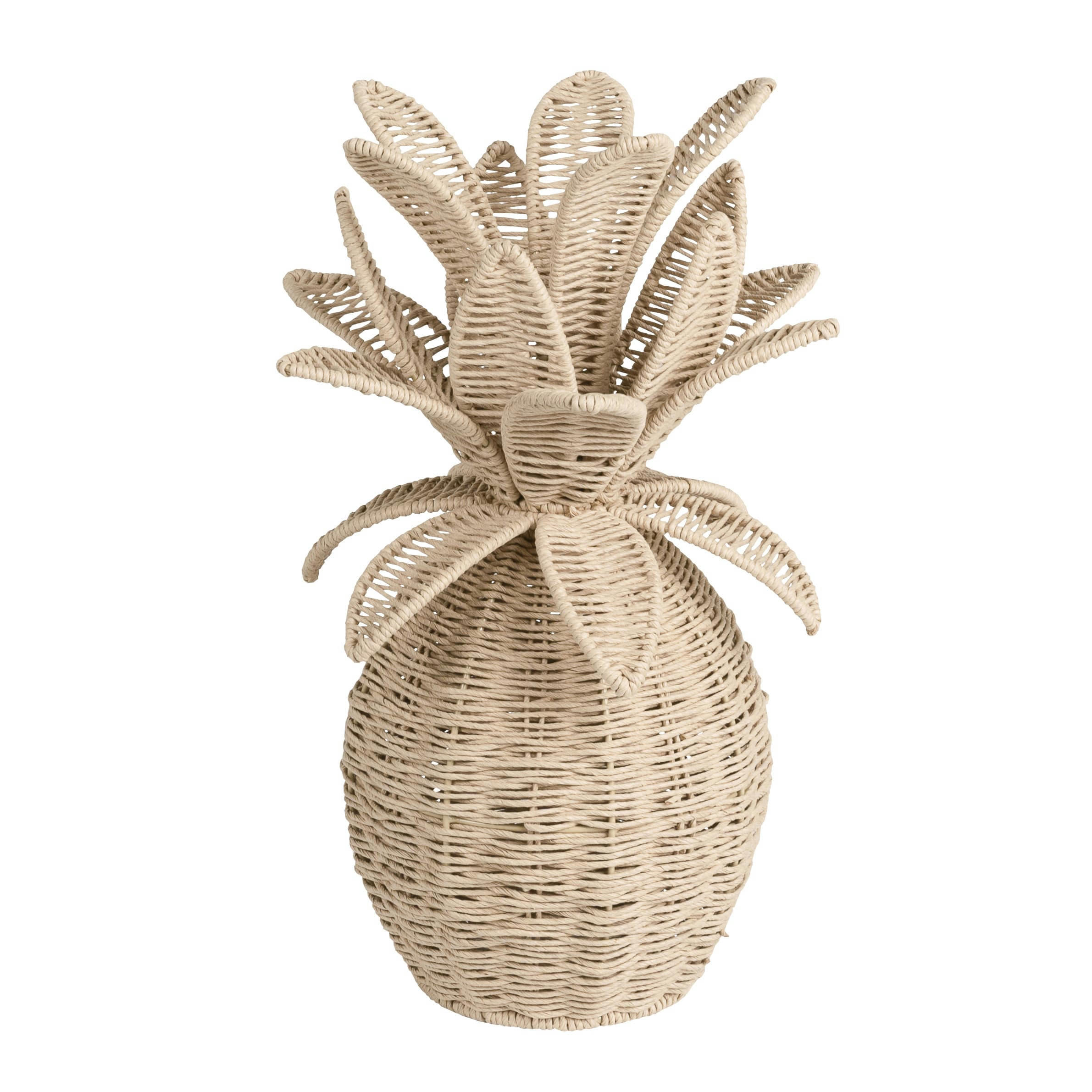 - Statue ananas en métal et papier tressé beige H46