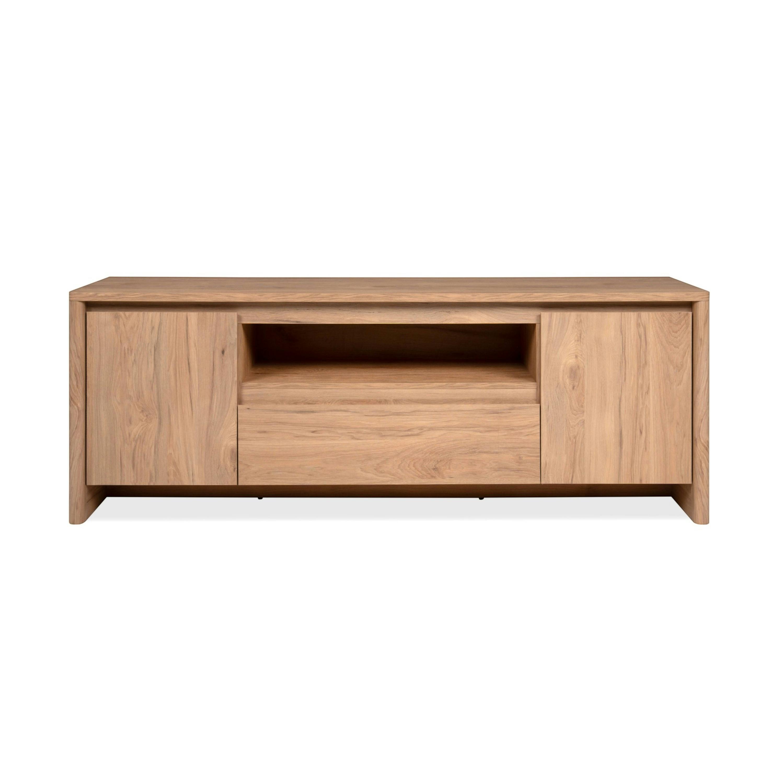 Meuble TV effet bois 2 portes 1 tiroir ALVA