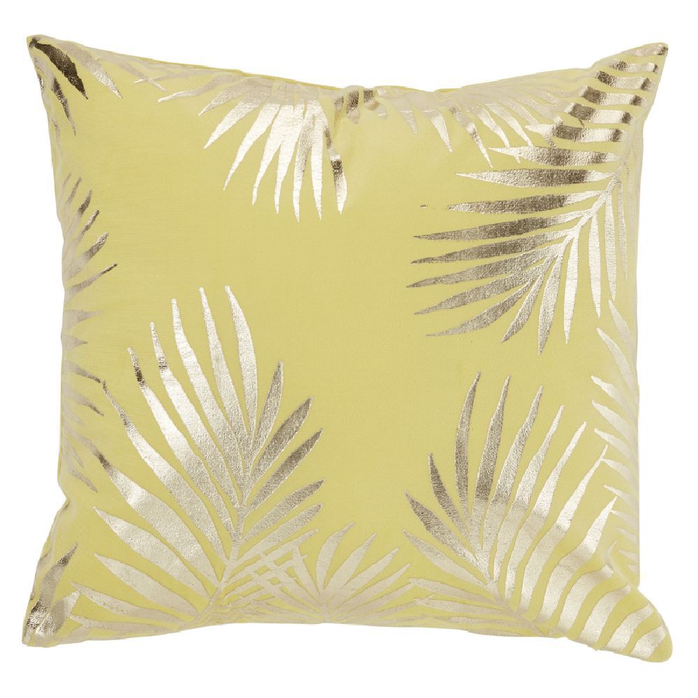 Housse de coussin imitation velours 40x40cm jaune moutarde motif argenté