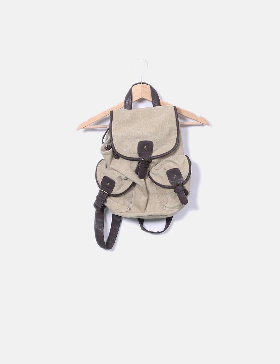Camaïeu Beige and brown backpack with buckles
