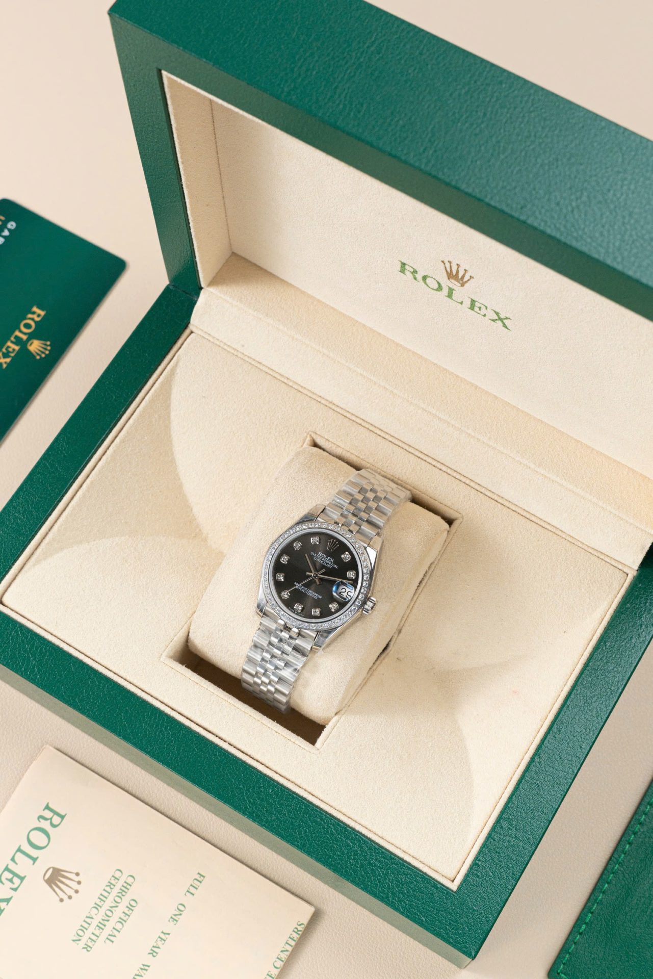 Rolex Datejust 316L Steel Grey Dial CZ Diamonds 31mm Jub AAA Replica