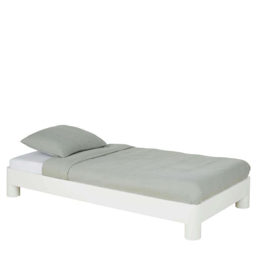 Circee - Lit avec sommier à lattes écru 90x190