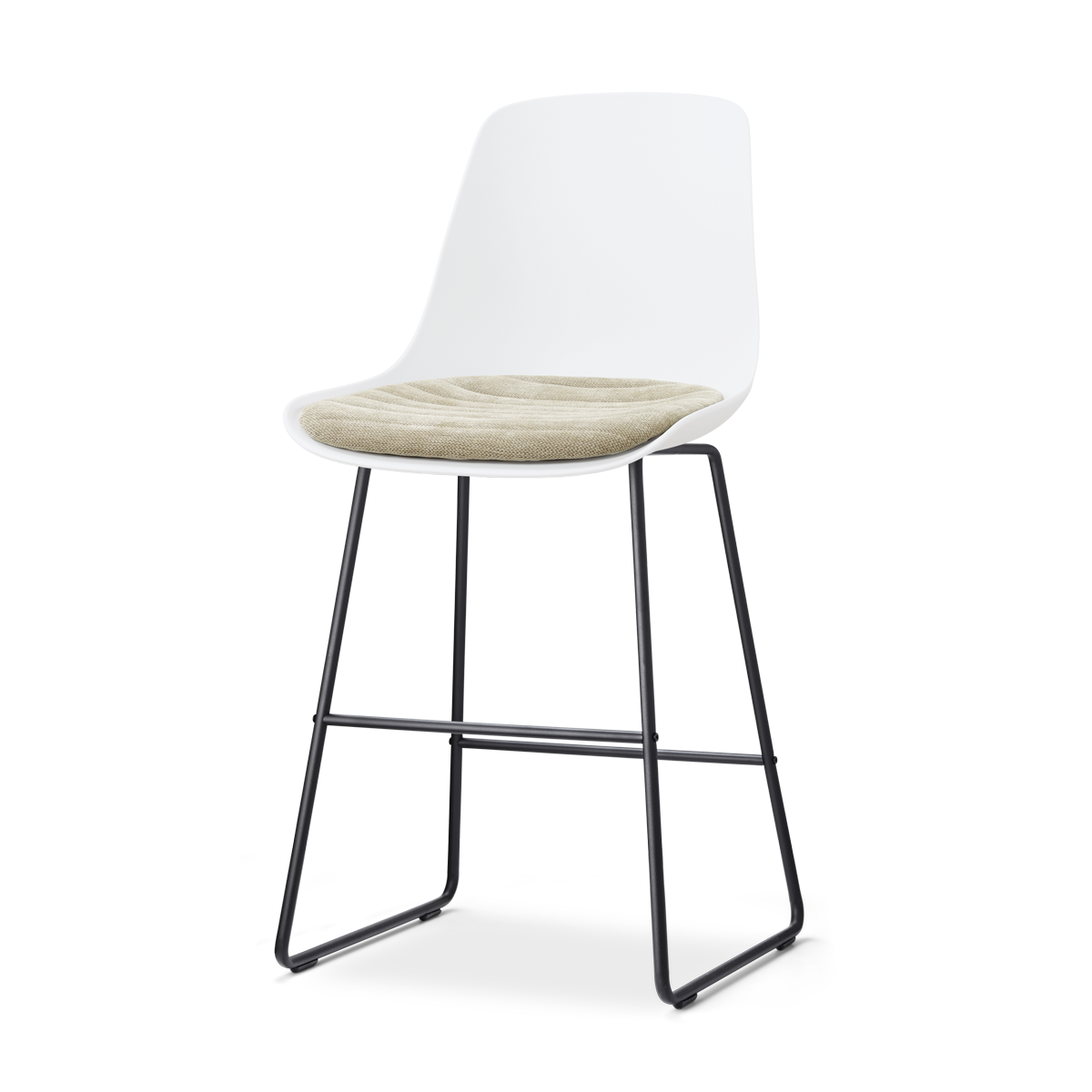 Nolon Nino-Liv Barkruk Wit met Nougatbruin Zitkussen Zwart Onderstel - 65 Cm