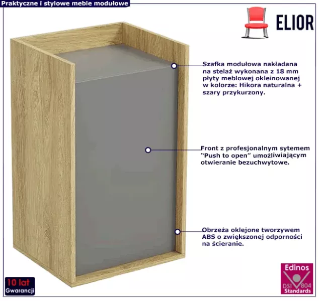 Szafka modułowa 83cm hikora   szary przykurzony - Maro