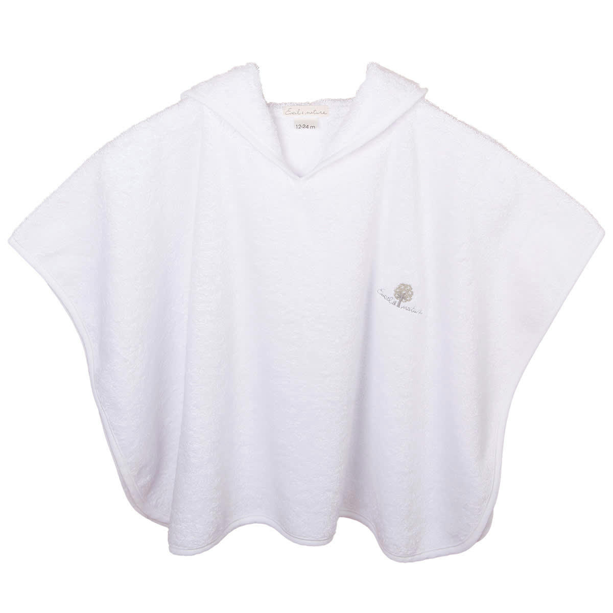 GAMME BIO UNIS - Poncho Eponge 0/24 mois Coton bio Blanc