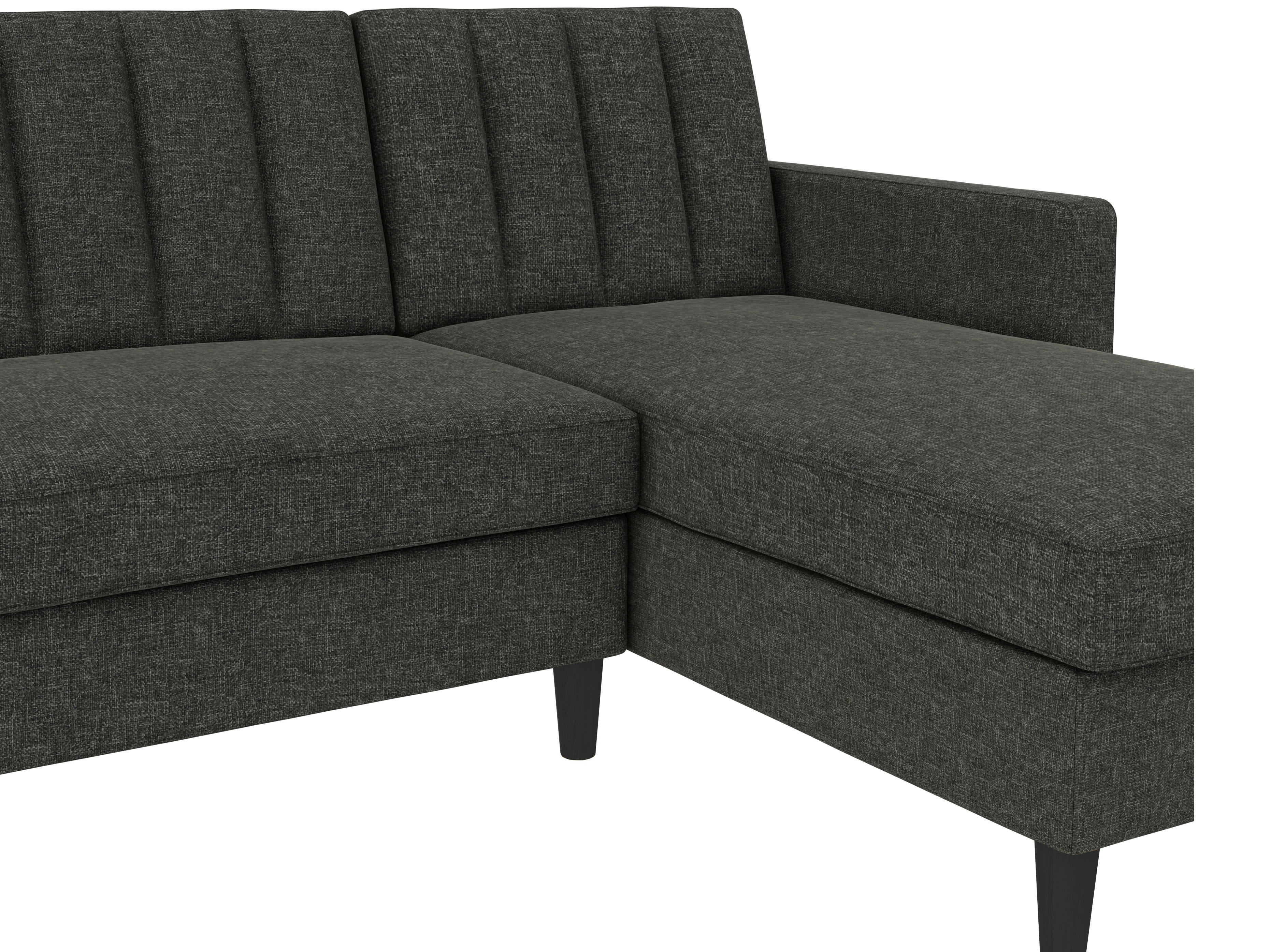 CELINE - Canapé convertible 3 places avec méridienne en lin anthracite