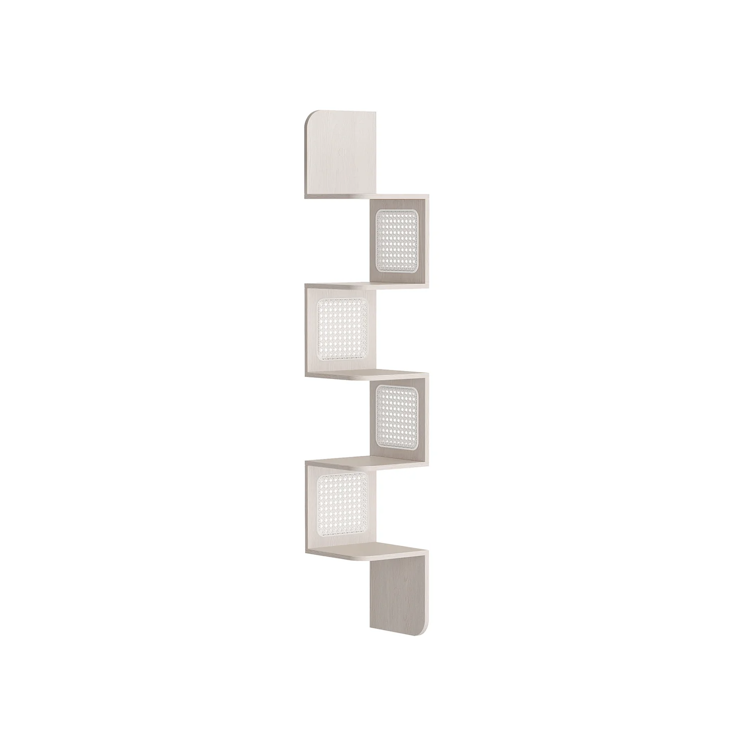 Étagère d'angle à 5 niveaux style boho chêne beige