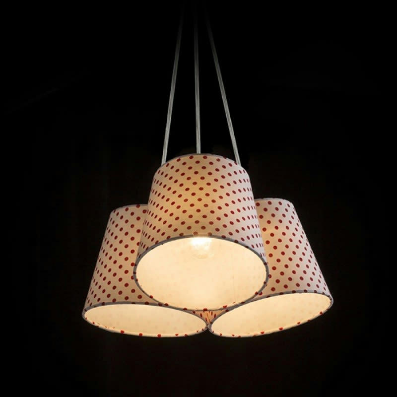 NANCY - Suspension triple abat-jour textile blanc