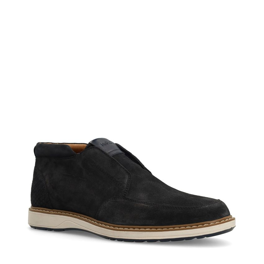 Manfield Donkerblauwe suède chelsea boots