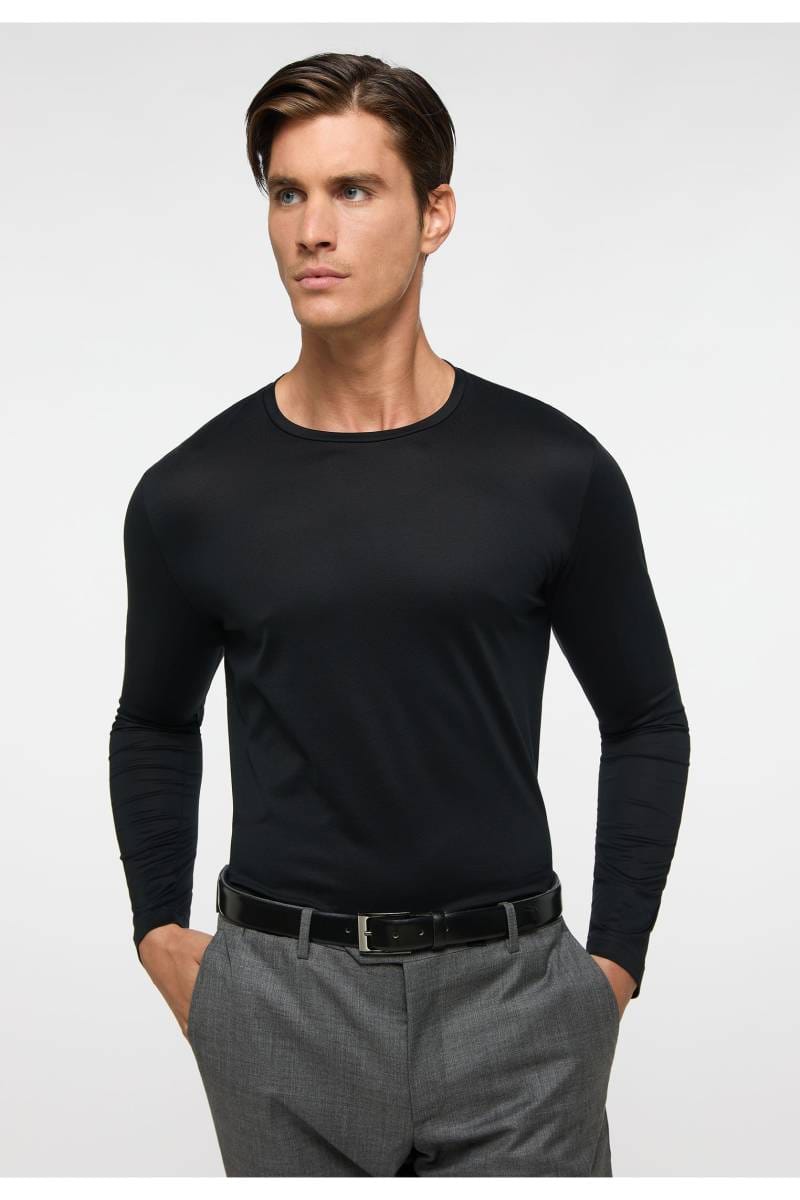 ETERNA 1863 Regular Fit T-Shirt Rundhals schwarz, Einfarbig