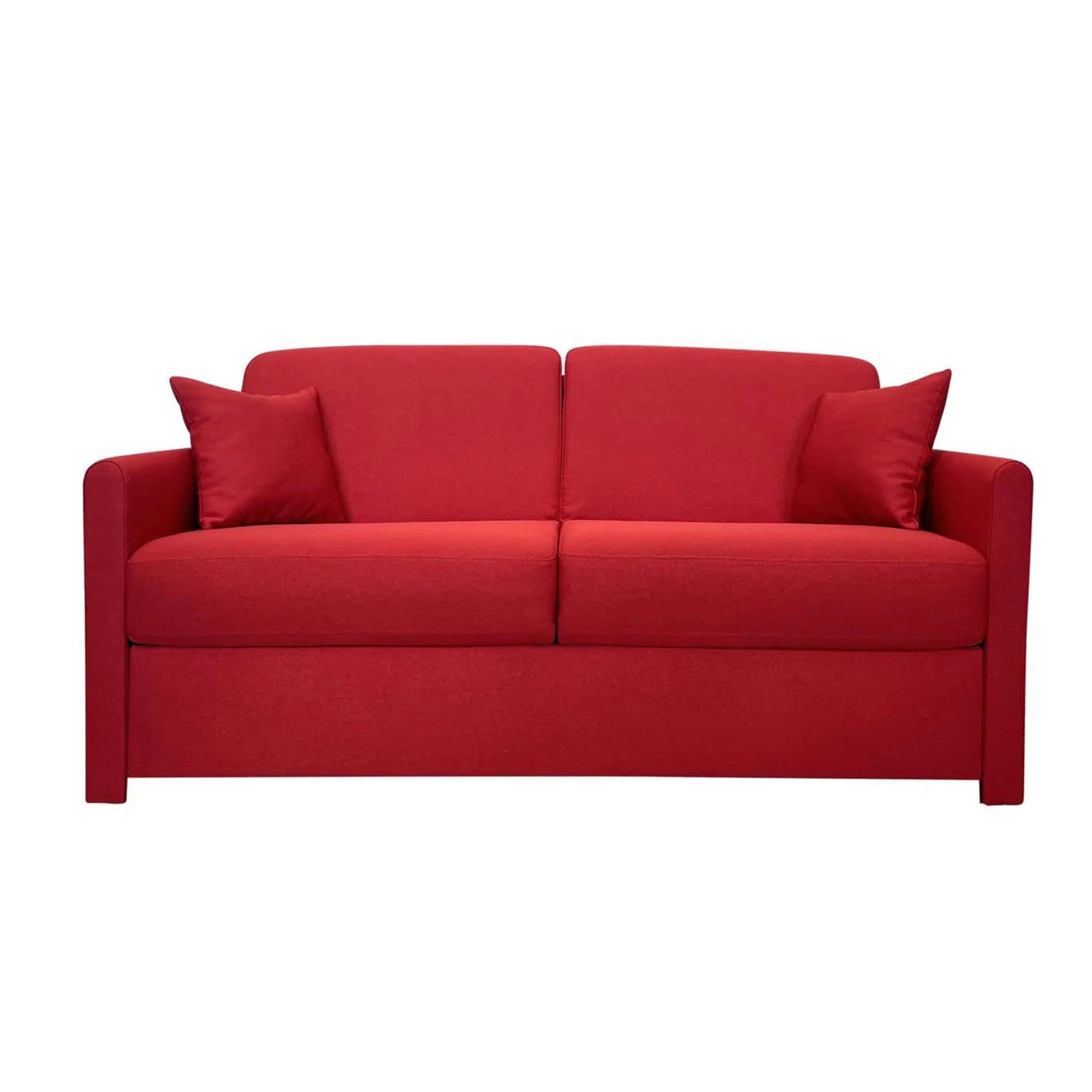 RUBY - Canapé droit convertible 3 places en tissu rouge