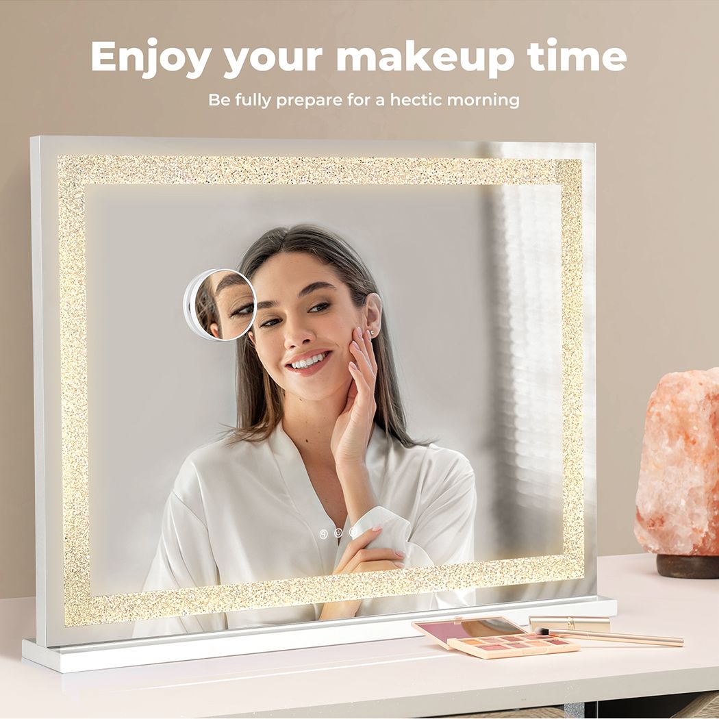 Emitto Emitto Tabletop Touch Crystal Vanity Mirror Makeup USB LED 80x62cm Large