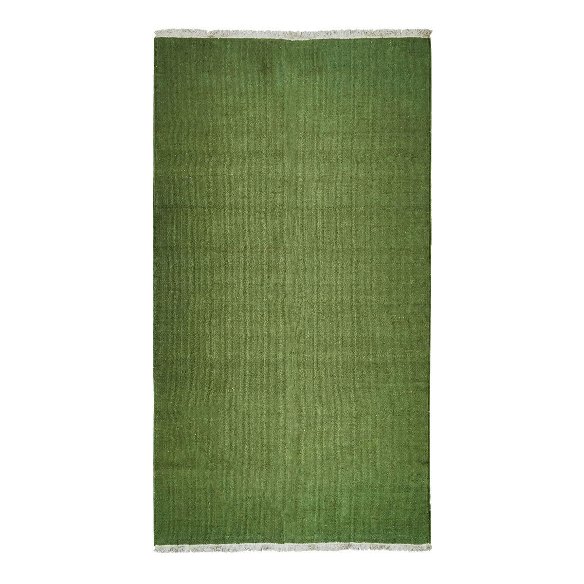 ESSENCE - Tapis en jute et coton avec franges vert foncé 80x150