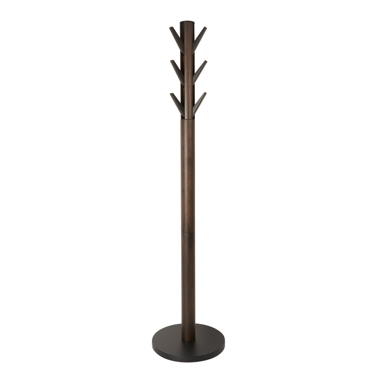 Umbra kapstok met 9 neerklapbare haken Flapper - 40 x 40 x 168 cm - Zwart/walnoot