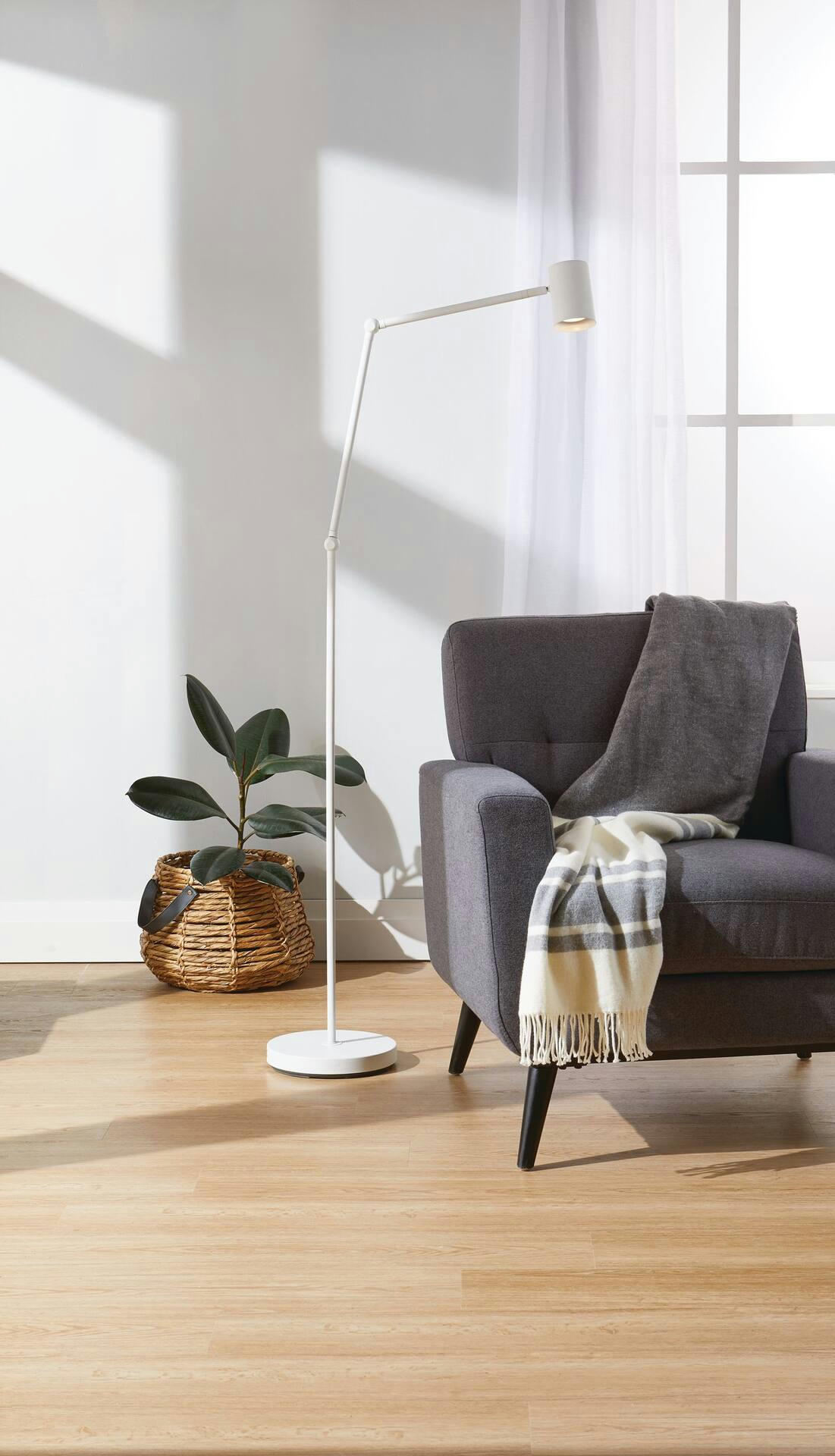 For Living Single Spotlight Floor Lamp, 72-in, Matte White