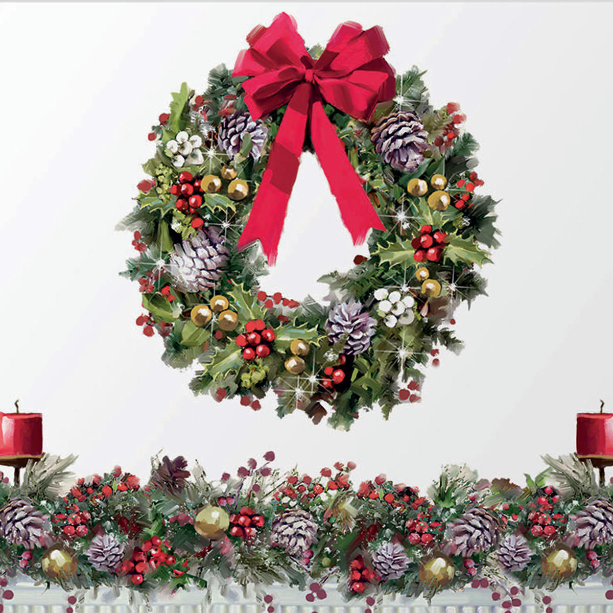 NOEL - Mini plateau rectangulaire en mélamine couronne de noël