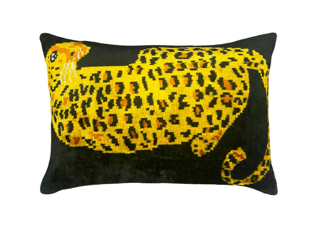 - Housse de coussin velours soie ikat  40x60 noir