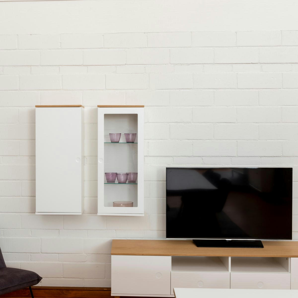 ZINO - Armoire murale 1 porte 95x40,5cm en bois blanc