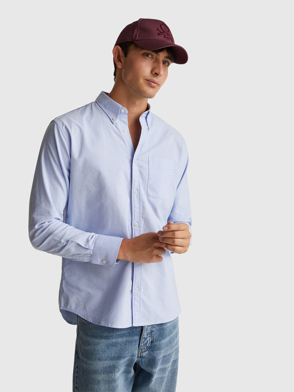 Light blue regular fit button-down shirt