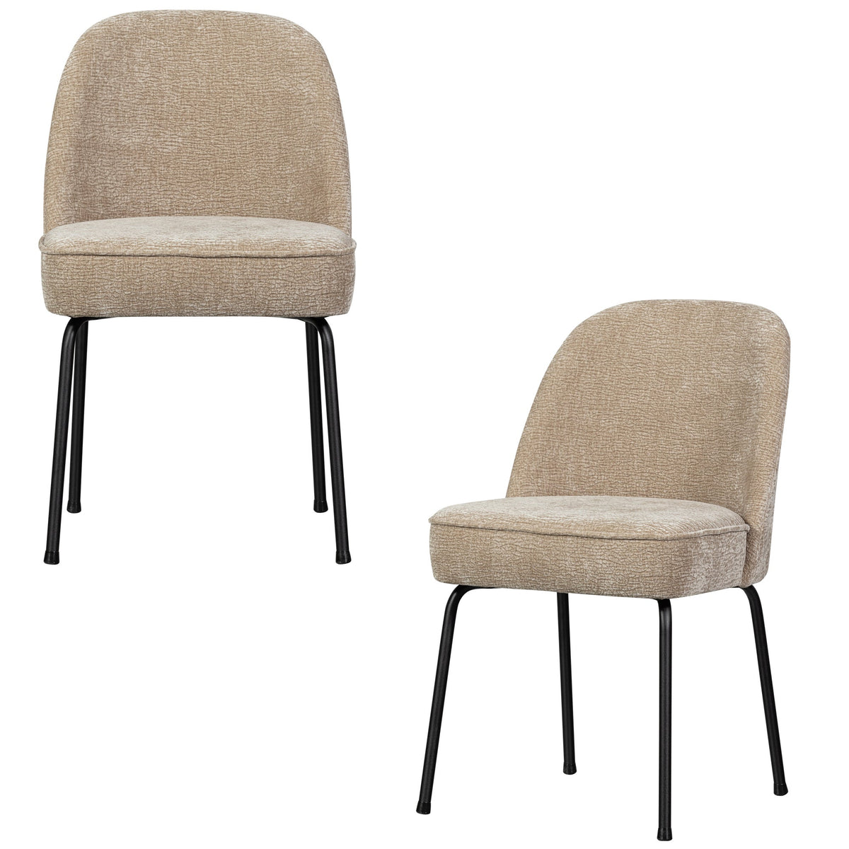 WOOOD eetkamerstoelen Vogue - Polyester - Zand - Set van 2