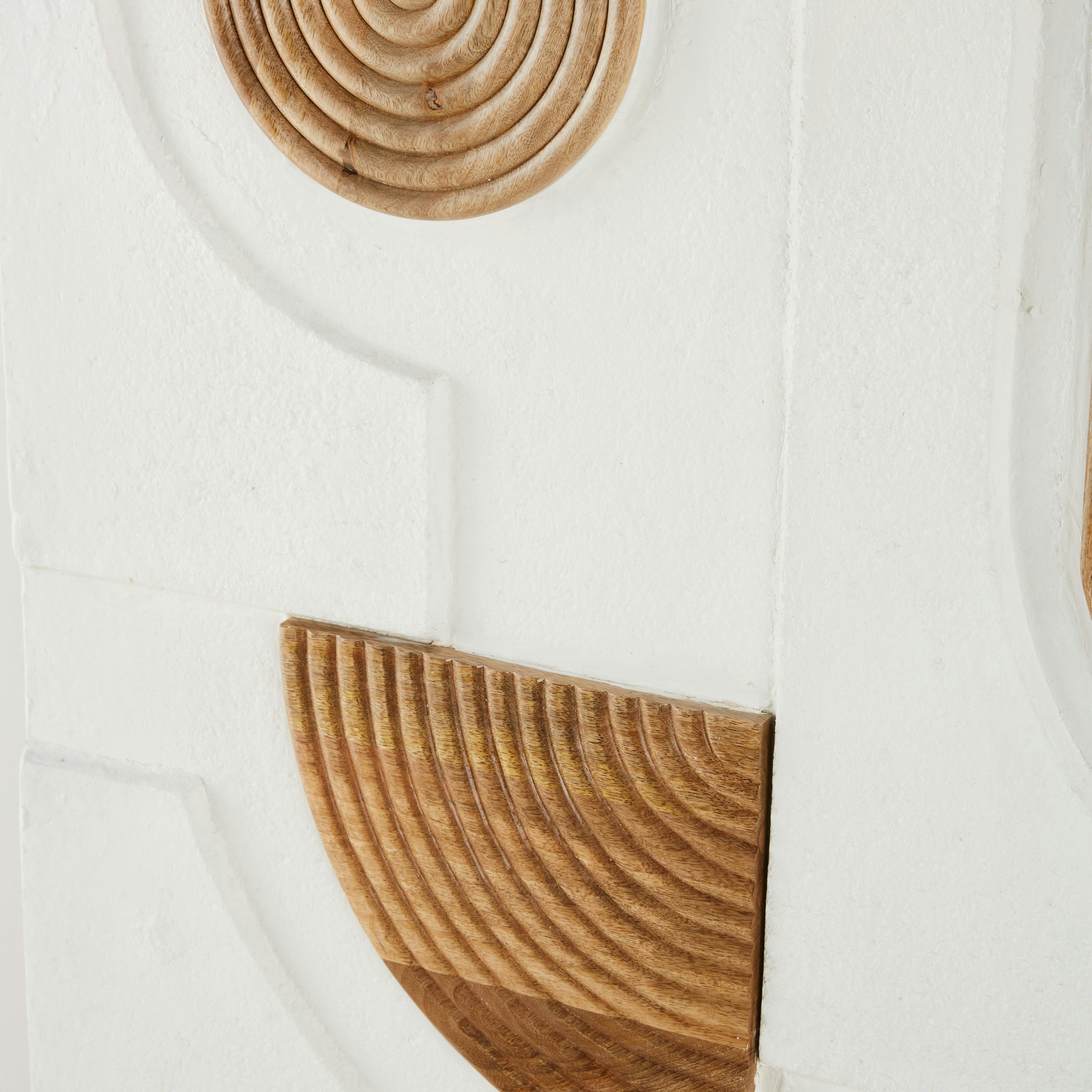 BERYLLE - Déco murale abstraite en bois de manguier et écomix bicolore 79x118