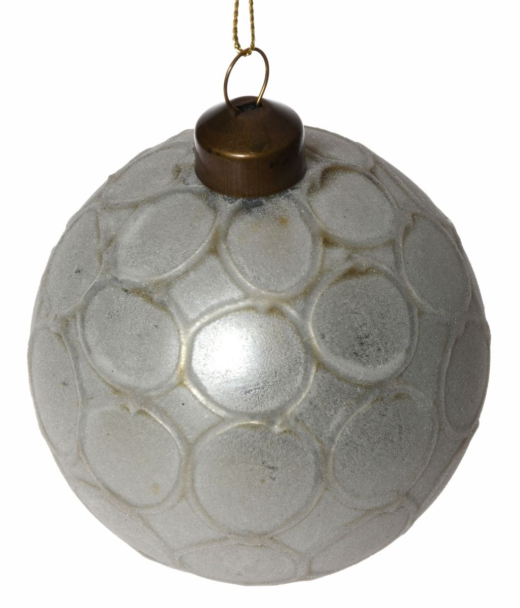Bombka 12cm Tłoczona Mat Biała