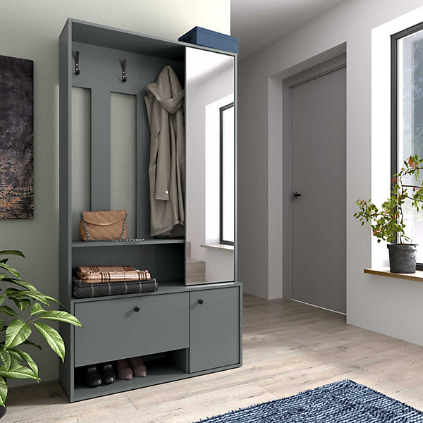 Minio go for it, Ensemble vestiaire PORTO UNI 100, avec miroir, Green Stone