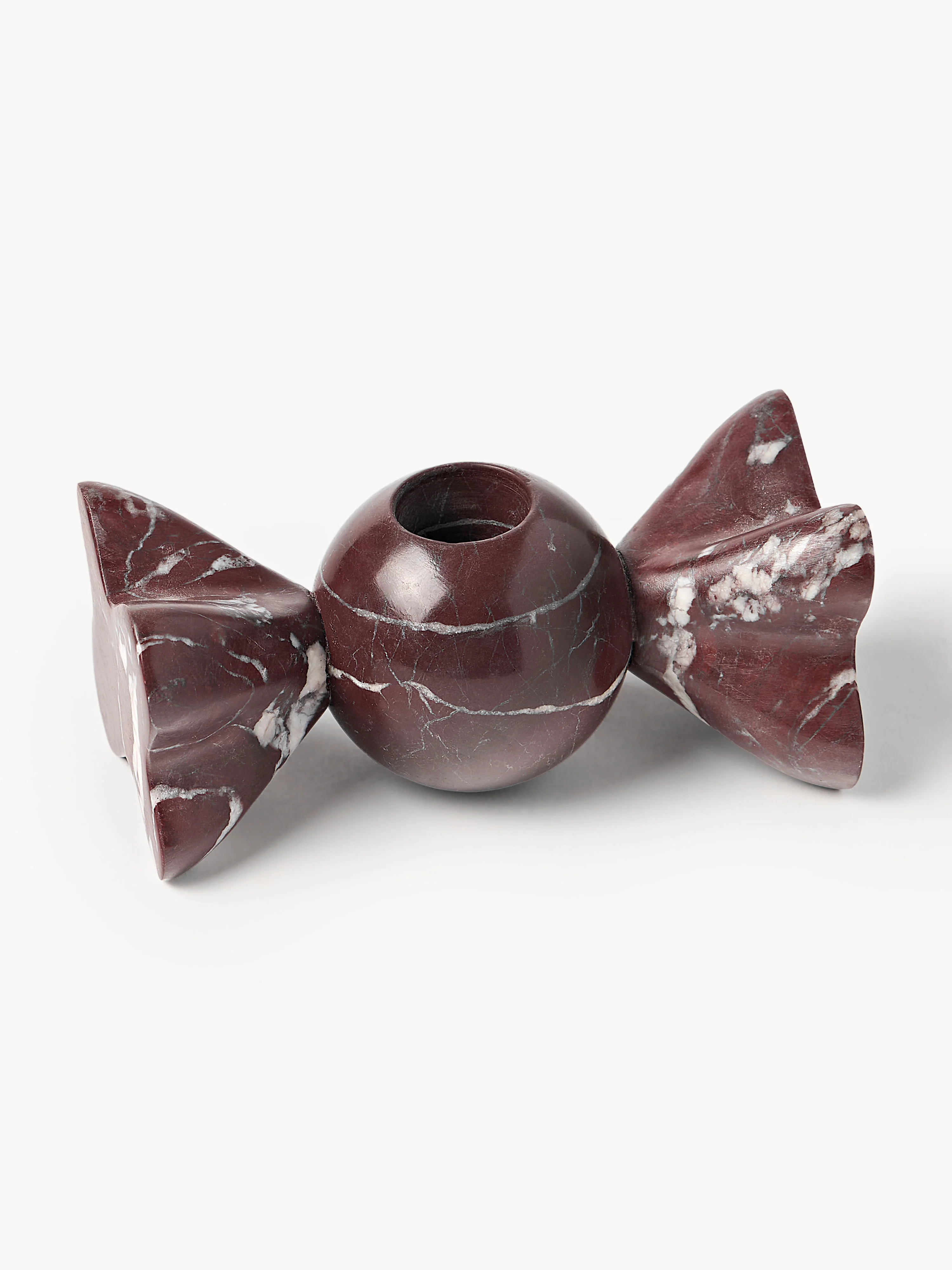 Kerzenhalter Lexy aus Rosso-Levanto-Marmor, 2er-Set