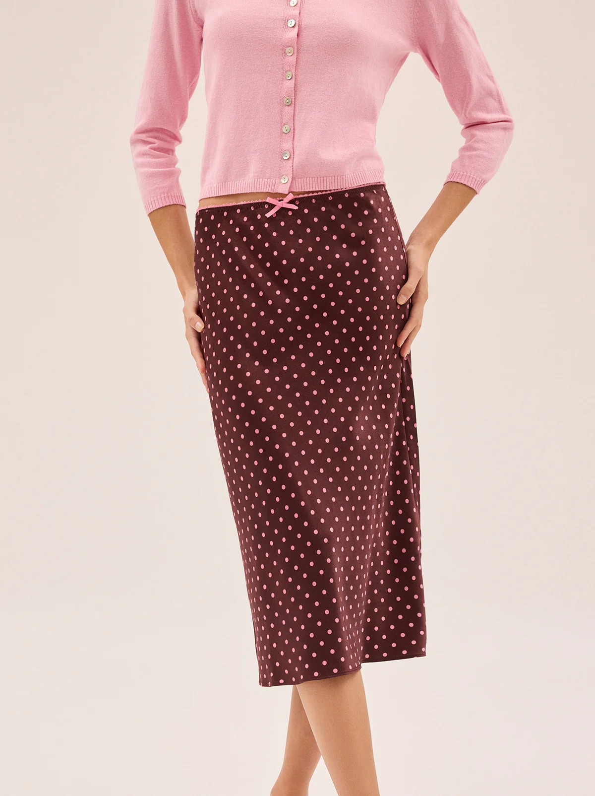 Tansy Brown Pin Dot Print Skirt