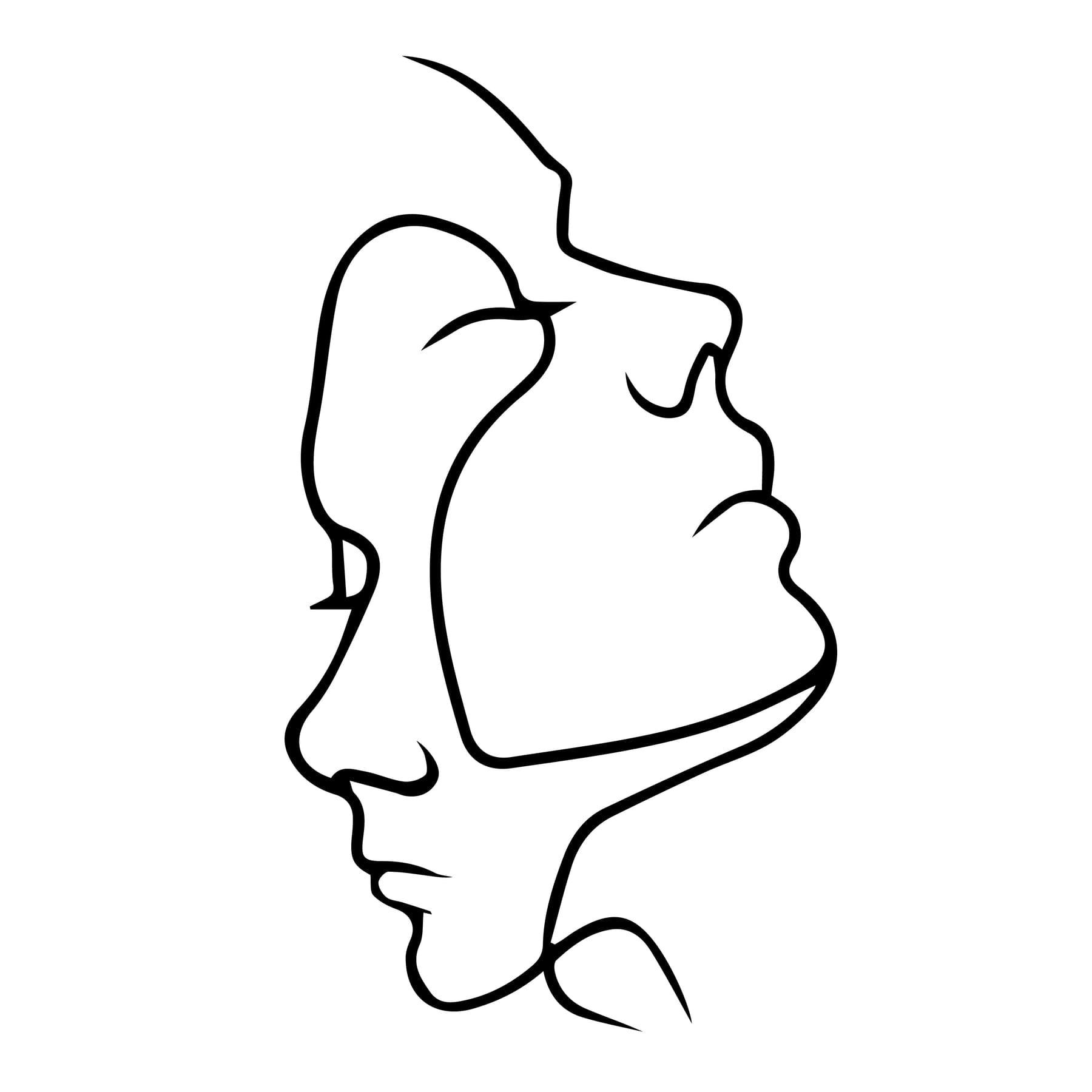 MINIMALISTE - Décoration murale minimaliste 2 visages en métal noir 42x75 cm