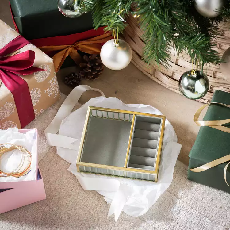 Habitat Ribbed Glass Jewellery Box