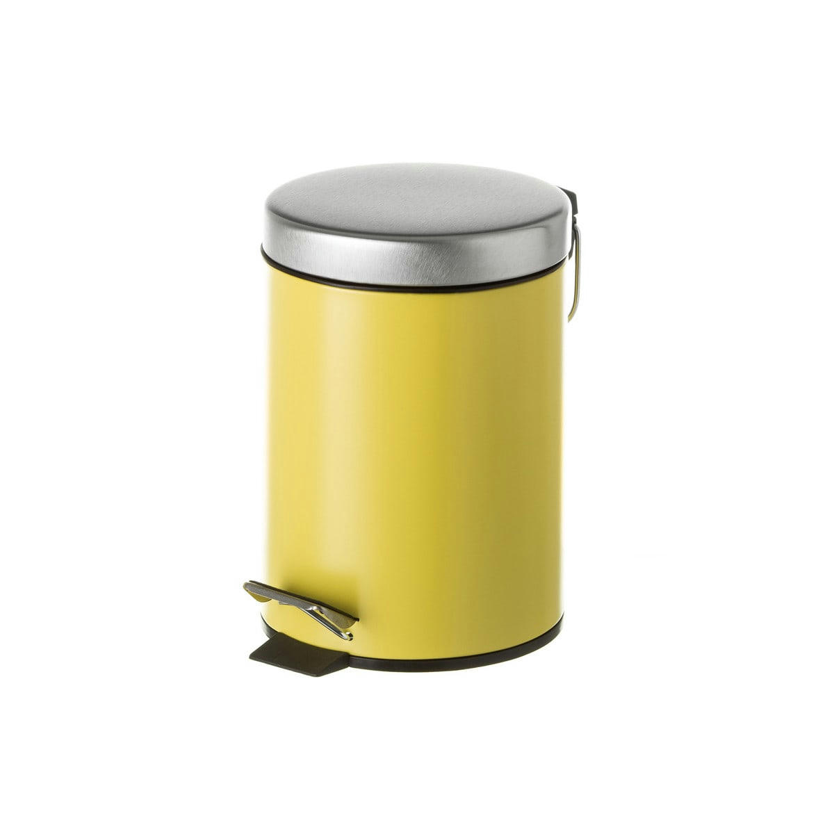 - Poubelle ronde à pédale en métal jaune - 3L