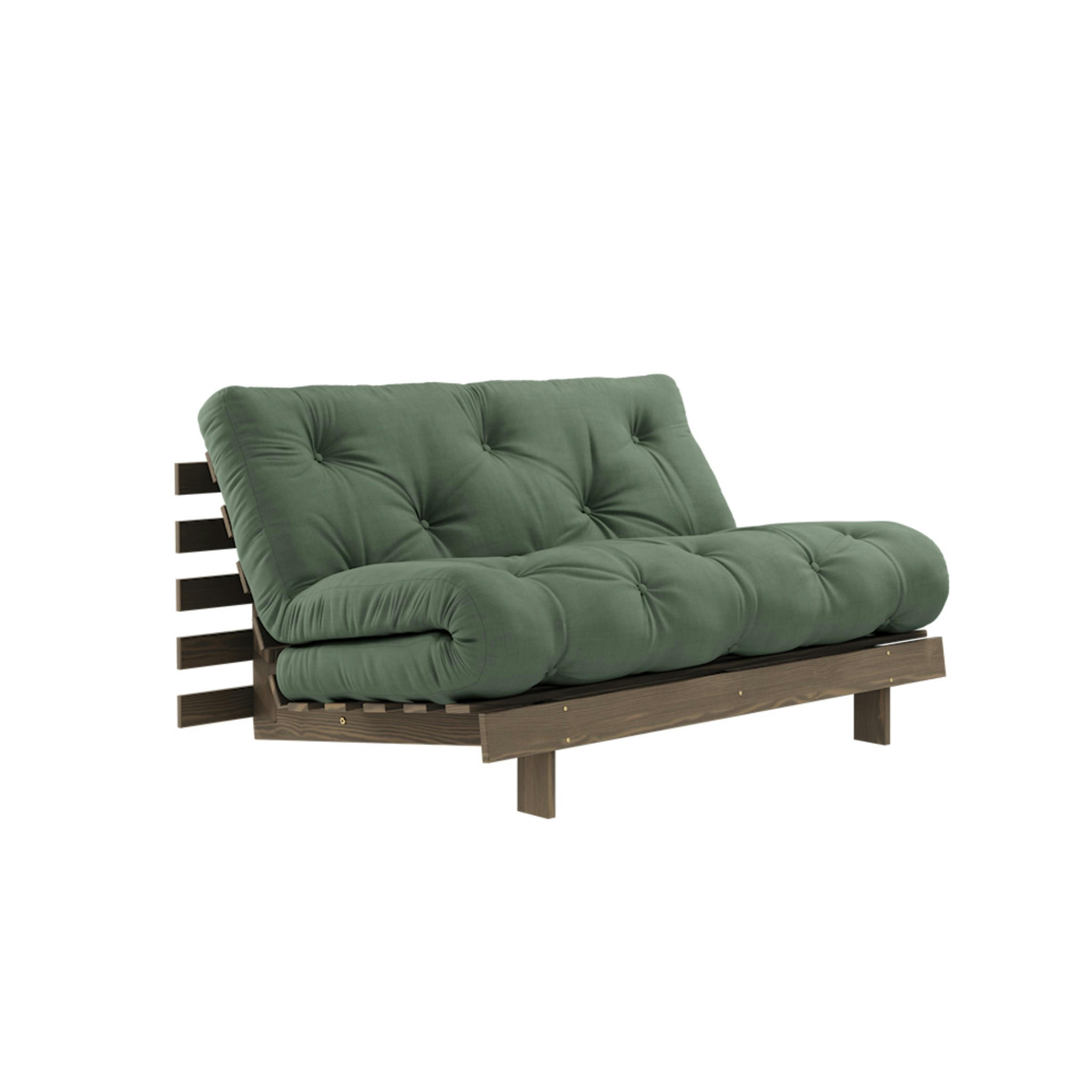 - Canapé convertible en pin massif avec futon vert 140x200