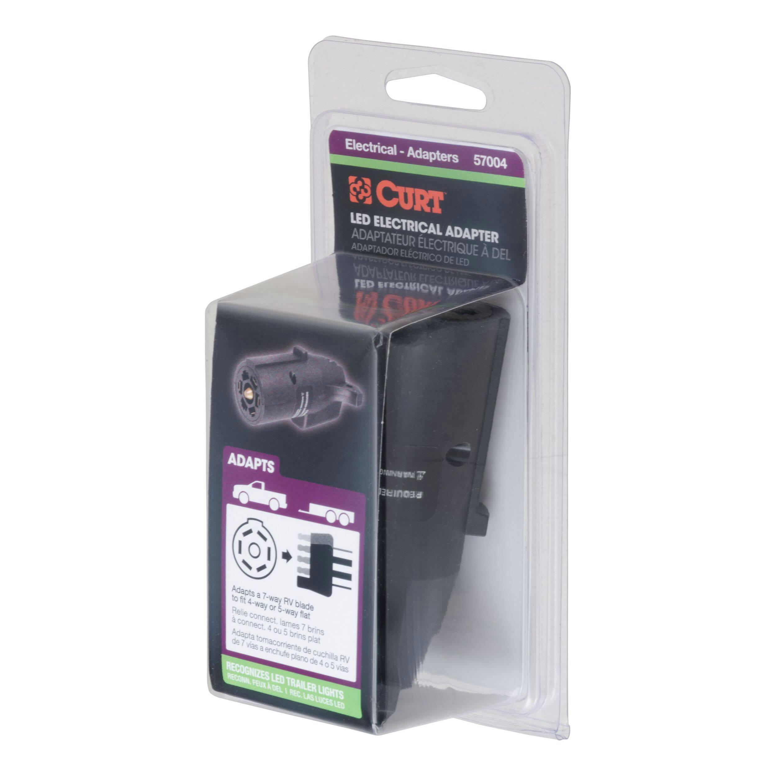 CURT LED Electrical Adapter 7-Way RV Blade to 4 or 5-Way Flat