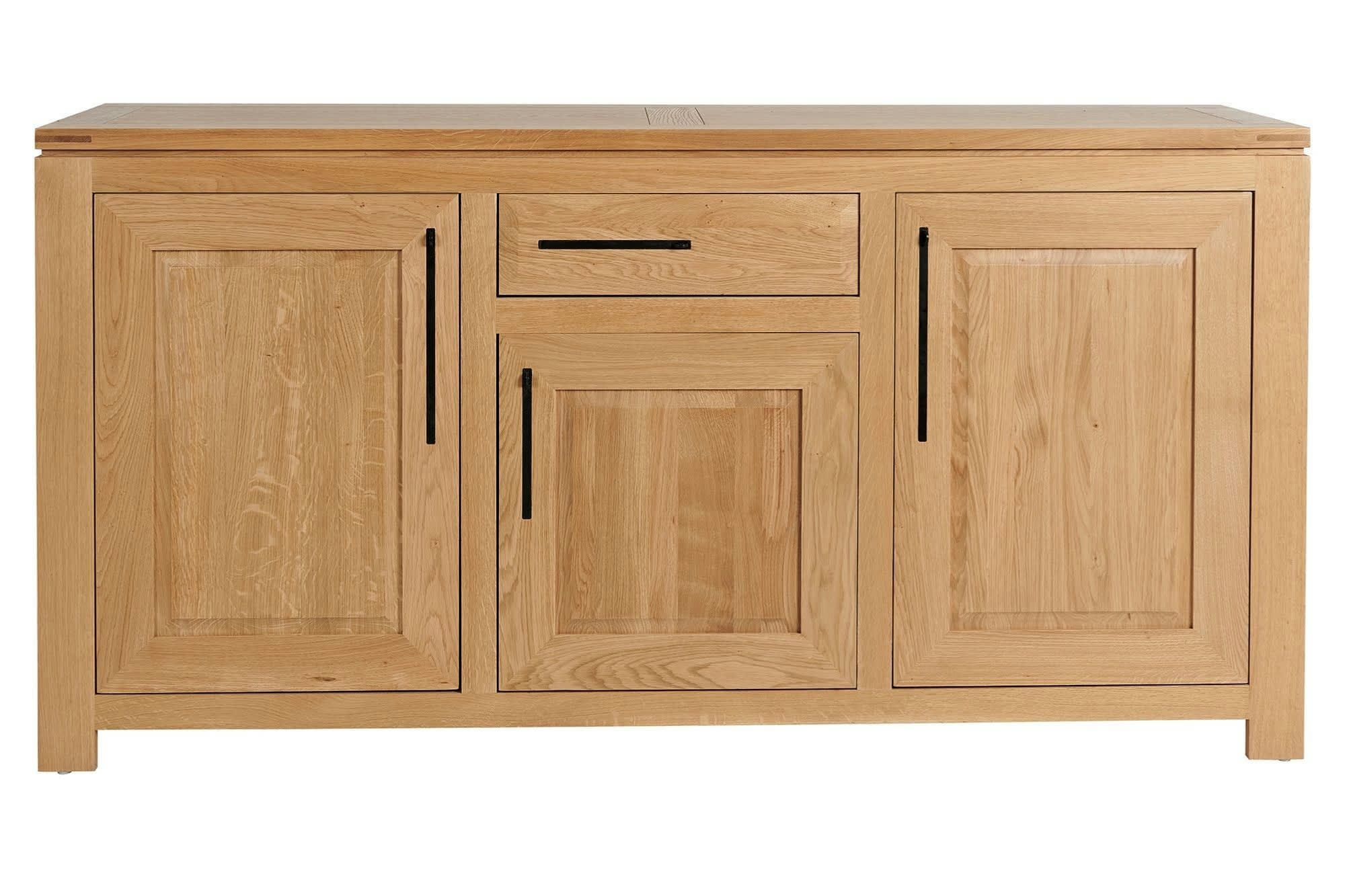 BOSTON - Buffet bas moderne en chêne clair 3 portes 1 tiroir