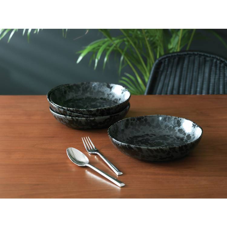 Habitat Preto 4 Piece Stoneware Pasta Bowls -Black