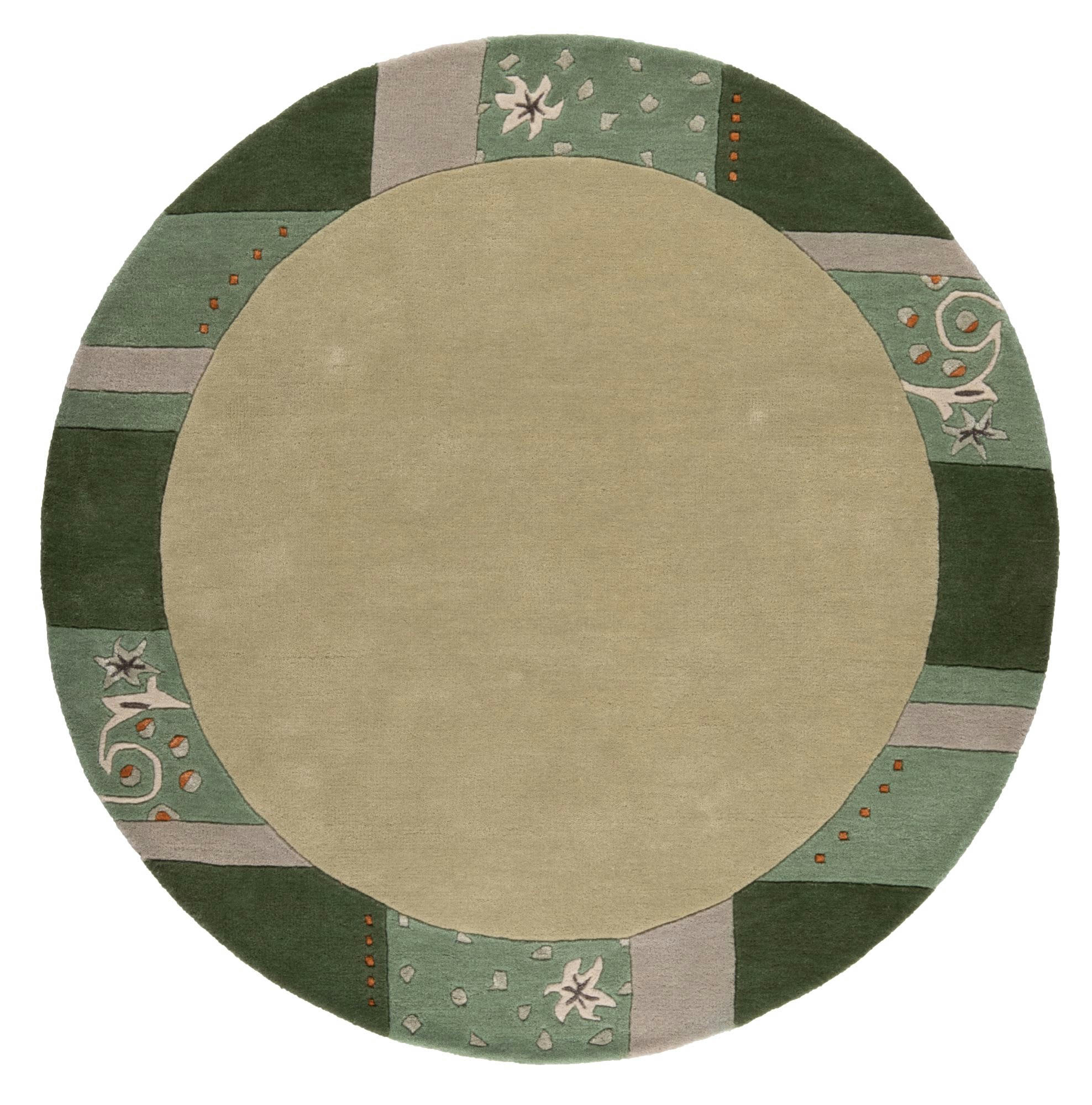 ROYAL GANGES - Tapis gabbeh floral en laine naturelle Vert Diam 150 cm