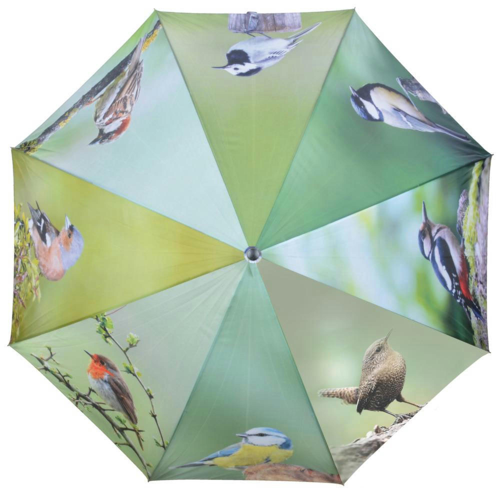 - Grand parapluie bois et métal toile polyester oiseaux