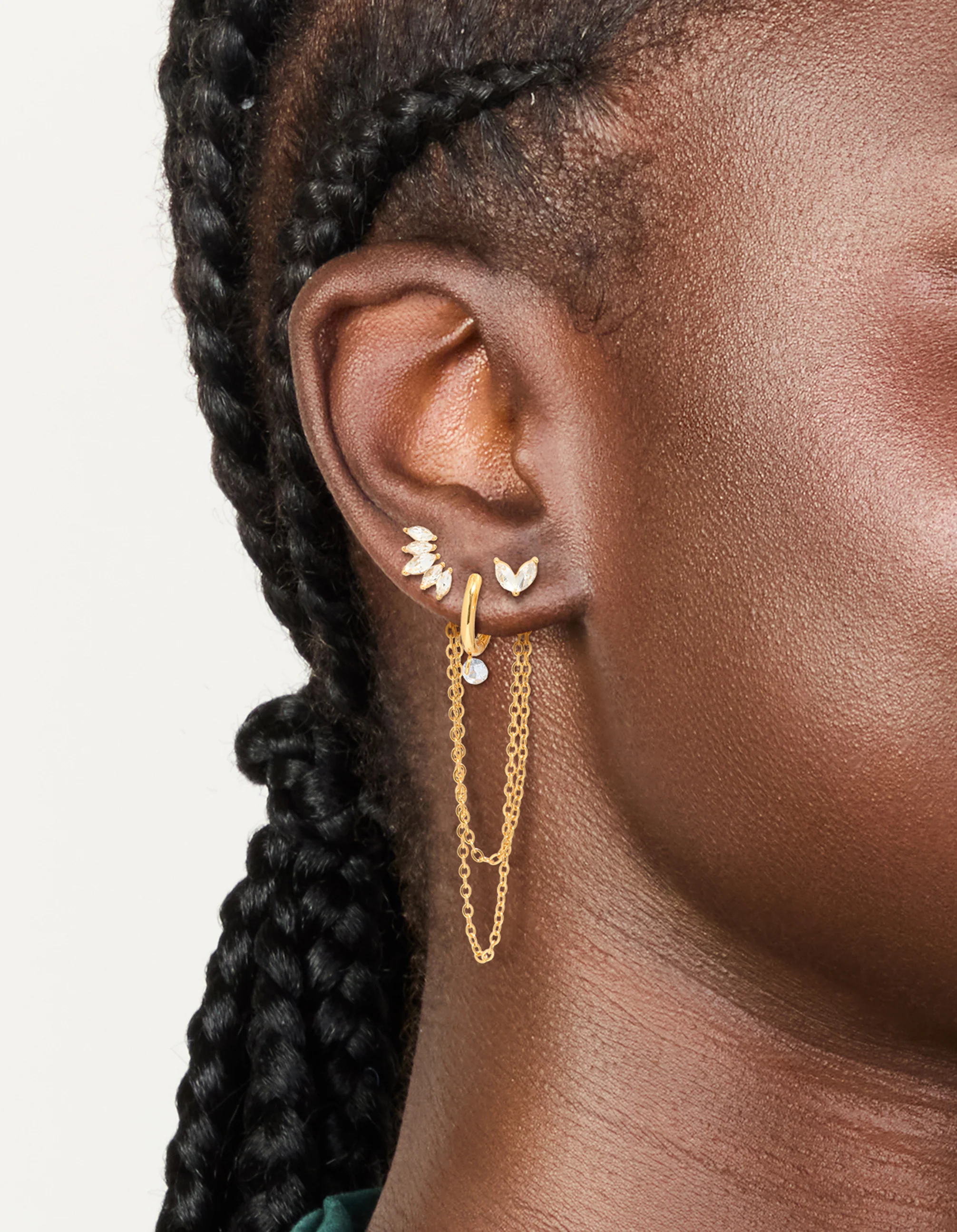 Waterproof Gold Plated Stainless Steel Marquise Earrings 3-Pack
