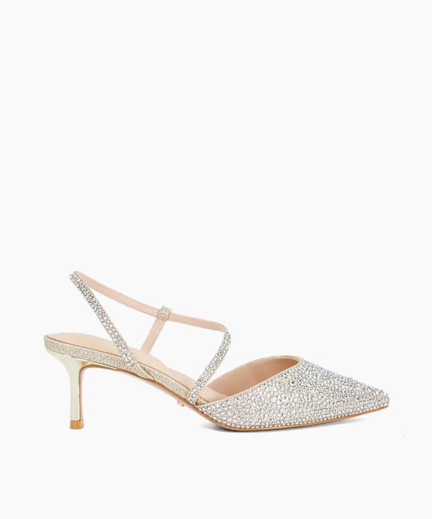 Charmed Gold - Embellished Open Court Shoes
