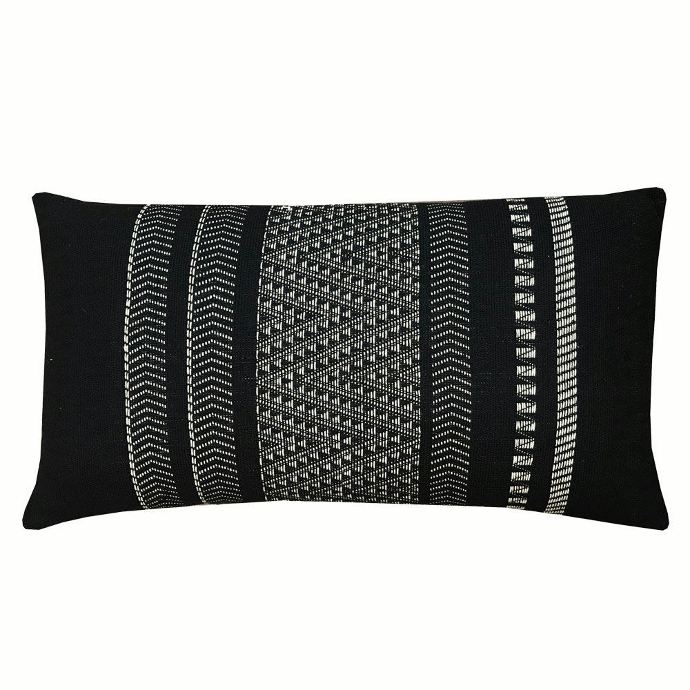 NATIVE - Coussin en coton natif rayé noir 35x65