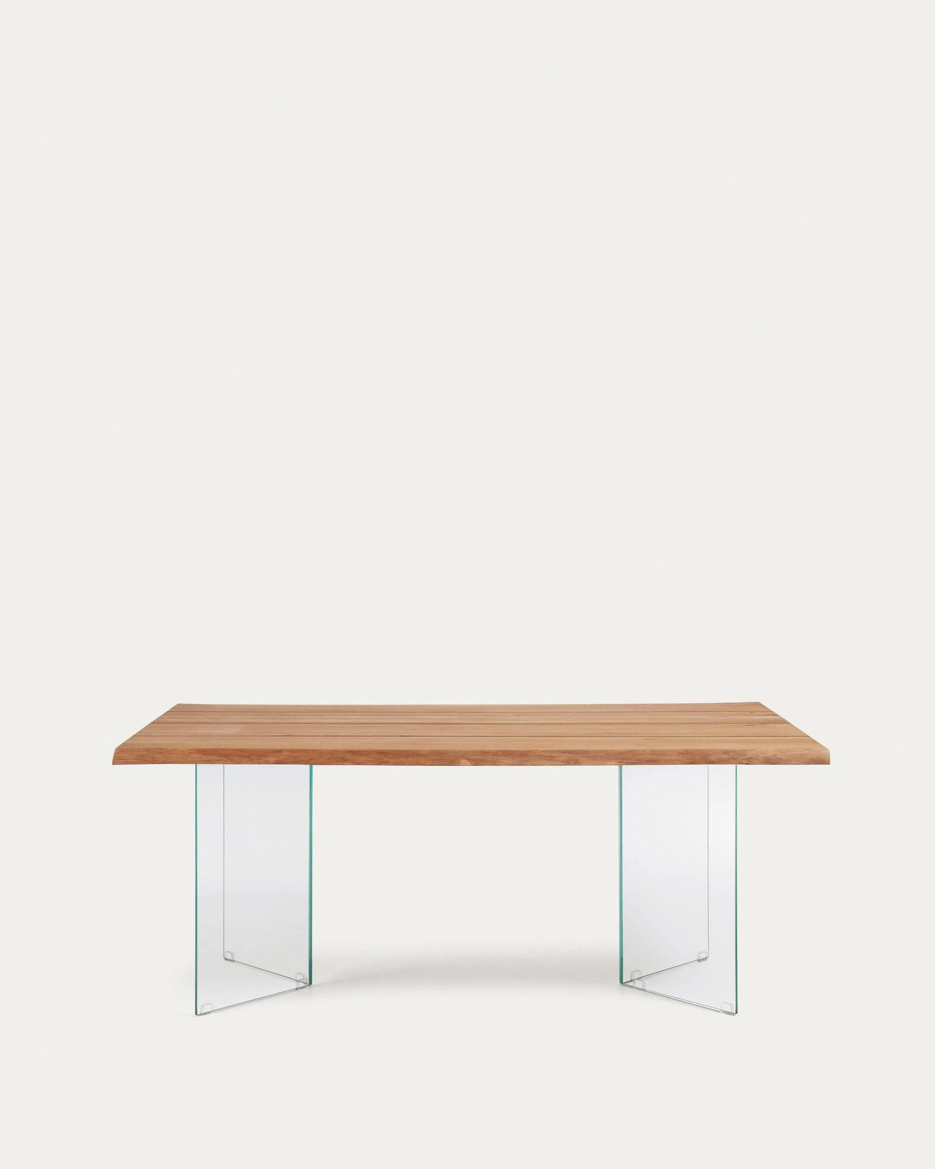 Lotty table in oak veneer with natural finish and glass legs 160 x 90 cm