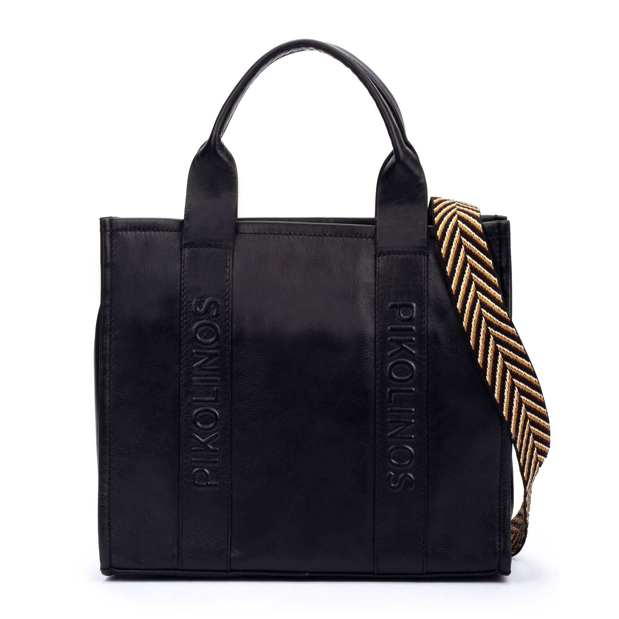 ALCUDIA - Bolso tote de piel con cinta multicolor para mujer