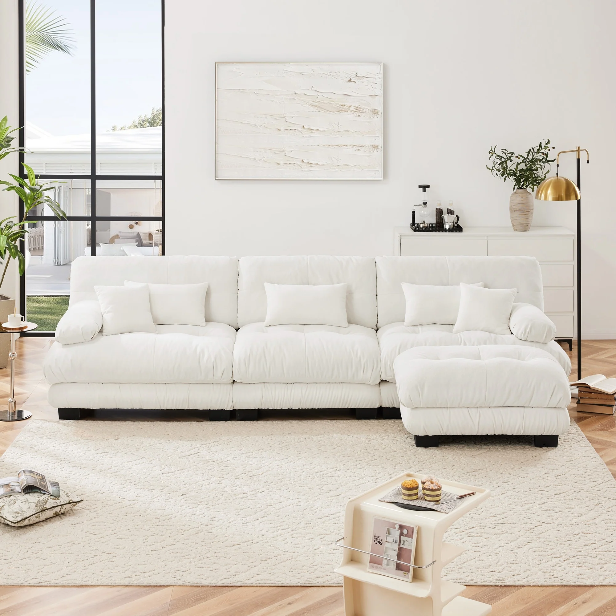 Free Combination Modular Chenille Sectional Sofa Comfy Cloud Couch for Living Room