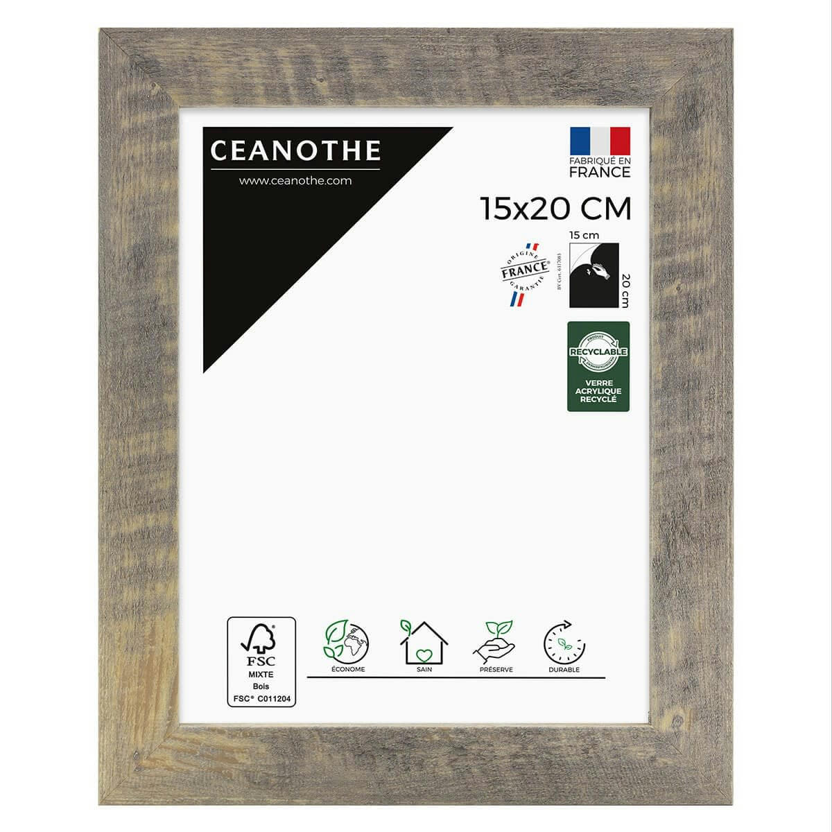 ALIZEE - Cadre photo Brun 15x20 cm résine recyclée