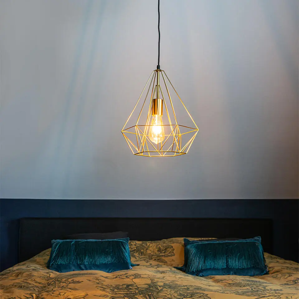 Qazqa hanglamp carcass goudkleurig e27