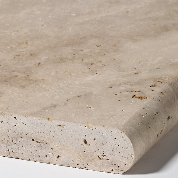 Margelle de piscine Travertin Beige Nuancé 100x33x3 cm Bord 1/2 Rond (à l'unité) - RO'MA NATURE
