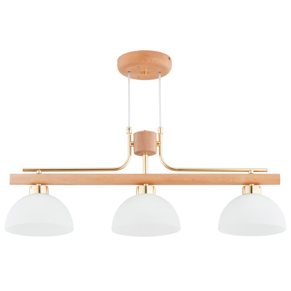Lampa wisząca LESSI jasne drewno-biała-złota 3xE27x15W IP20 Alfa