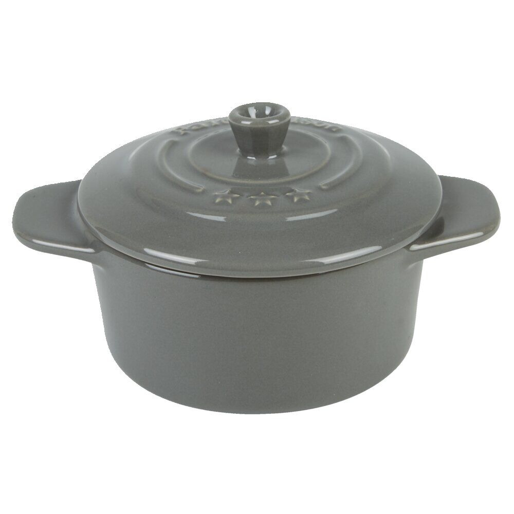 Mini cocotte céramique avec couvercle Ø9.5XH7 cm gris